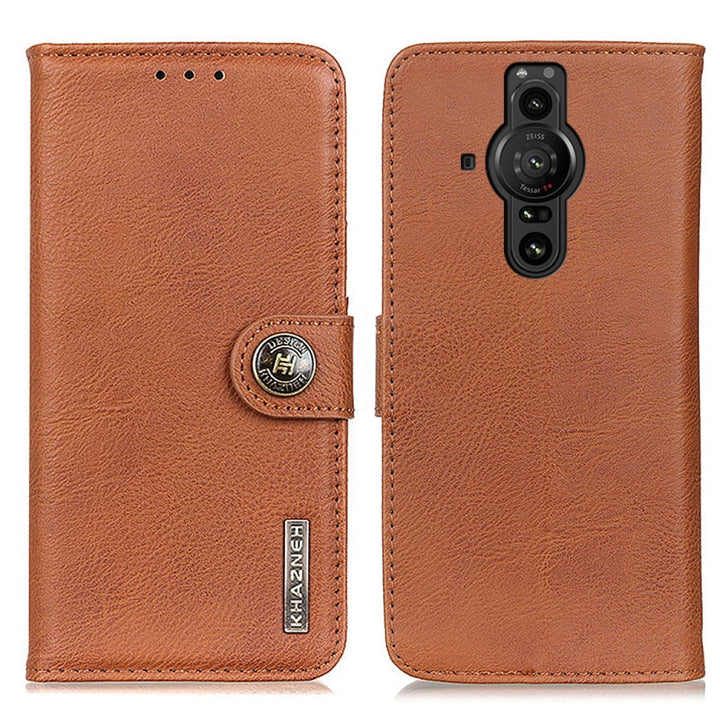 KHAZNEH Cowhide Texture Horizontal Flip Leather Phone Case with Holder & Card Slots & Wallet, For Sony Xperia Pro-I