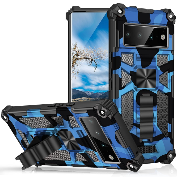 Camouflage Armor Shockproof TPU + PC Magnetic Phone Case with Holder, For Google Pixel 6 Pro, For Motorola G Pure