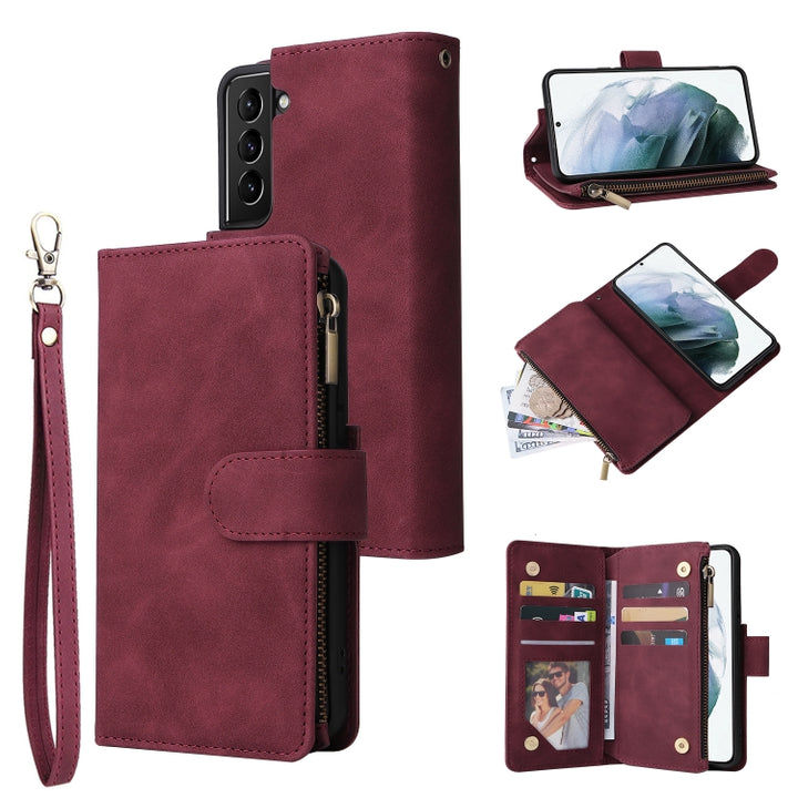 Multifunctional Phone Leather Case with Card Slot & Holder & Zipper Wallet & Photo Frame, For Xiaomi Redmi Note 9 4G, For Google Pixel 5a 5G, For Google Pixel 6 Pro, For Samsung Galaxy S22 5G