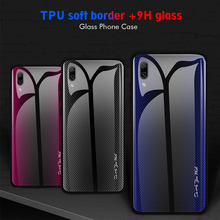 Texture Gradient Glass Protective Case, For Huawei Enjoy 9 Plus / Y9 2019, For Huawei Enjoy 9s, For Asus ZenFone Max Pro M1 ZB601KL, For Asus ZenFone Max Pro M2 ZB631KL, For Huawei Mate 20 Pro