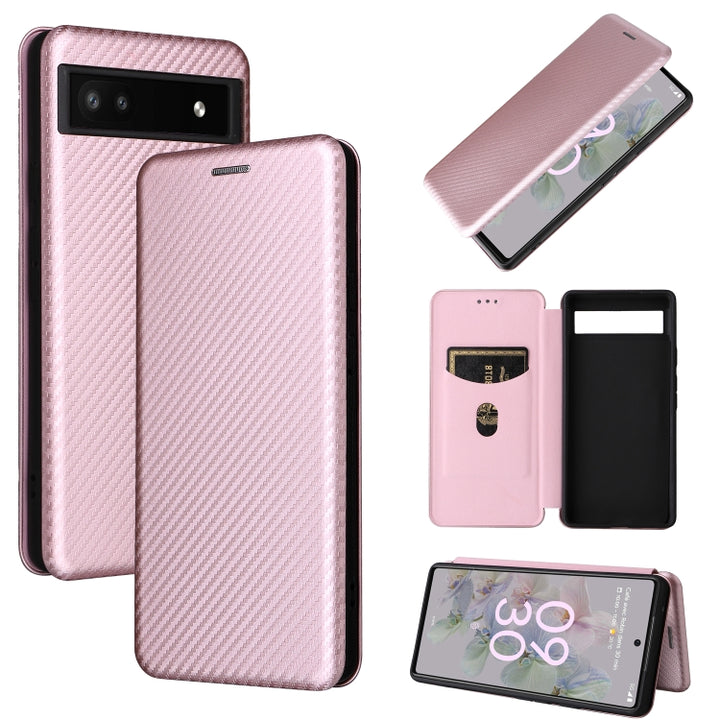 Carbon Fiber Texture Magnetic Horizontal Flip Leather Phone Case, For Google Pixel 6a