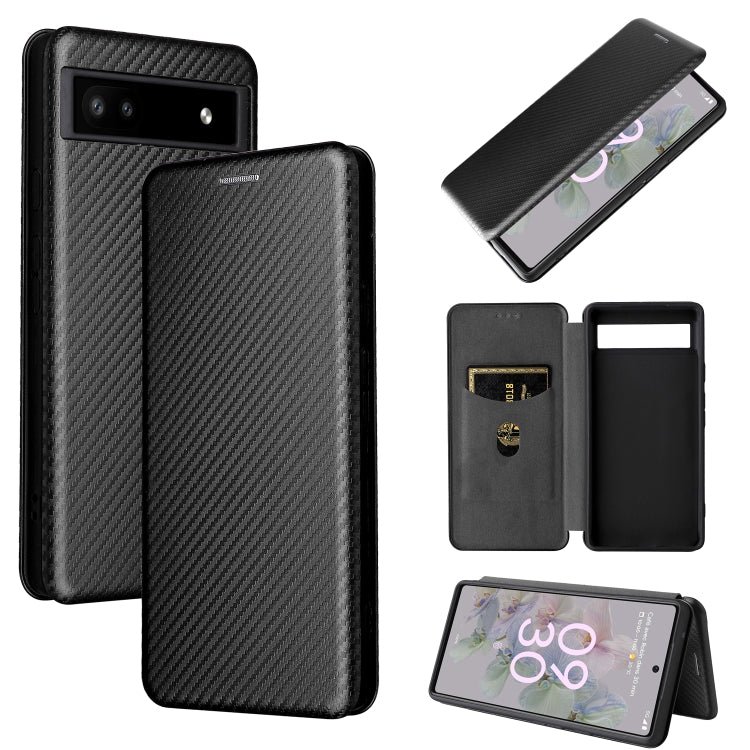 Carbon Fiber Texture Magnetic Horizontal Flip Leather Phone Case, For Google Pixel 6a