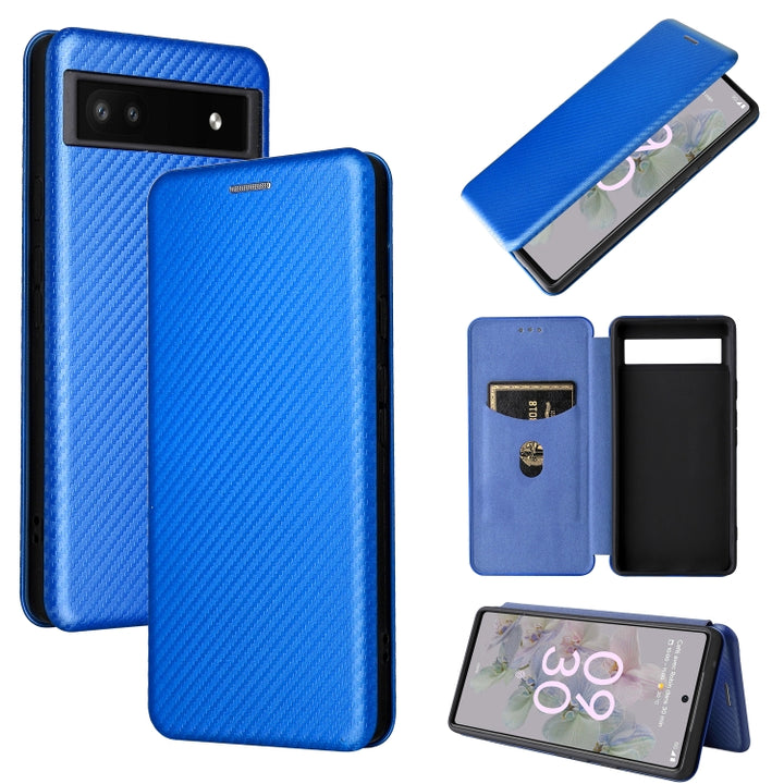 Carbon Fiber Texture Magnetic Horizontal Flip Leather Phone Case, For Google Pixel 6a