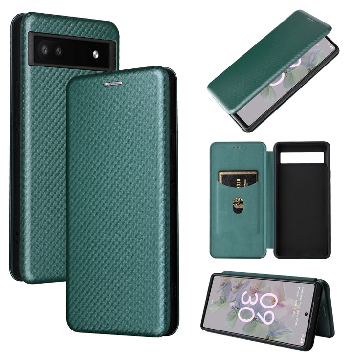 Carbon Fiber Texture Magnetic Horizontal Flip Leather Phone Case, For Google Pixel 6a