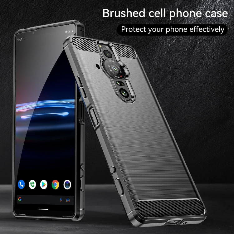 Brushed Carbon Fiber Texture TPU Phone Case, For Sony Xperia Pro-I