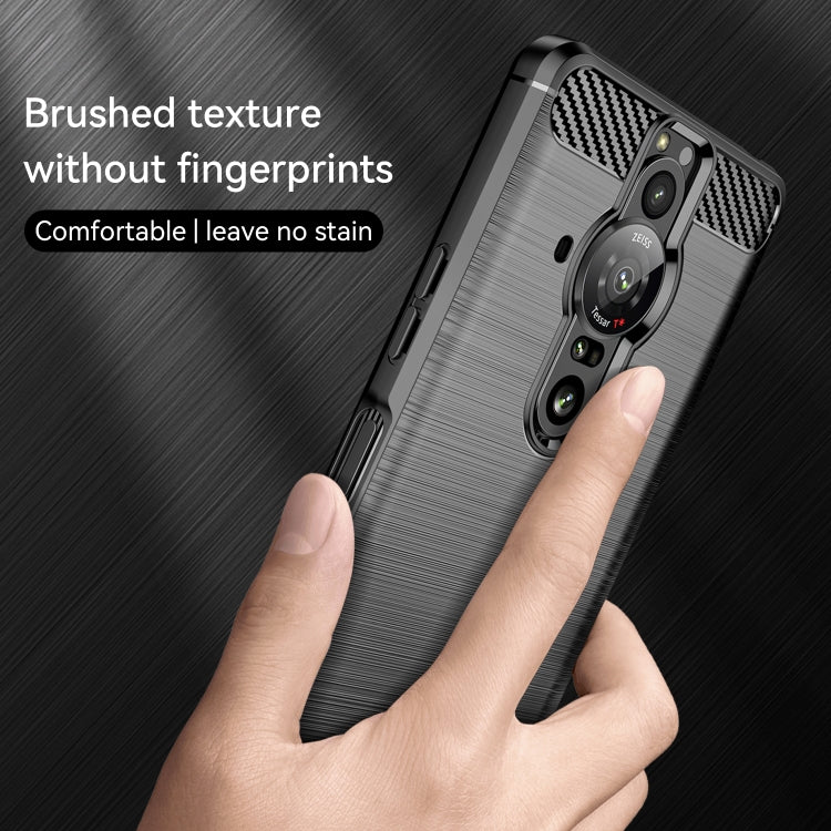 Brushed Carbon Fiber Texture TPU Phone Case, For Sony Xperia Pro-I