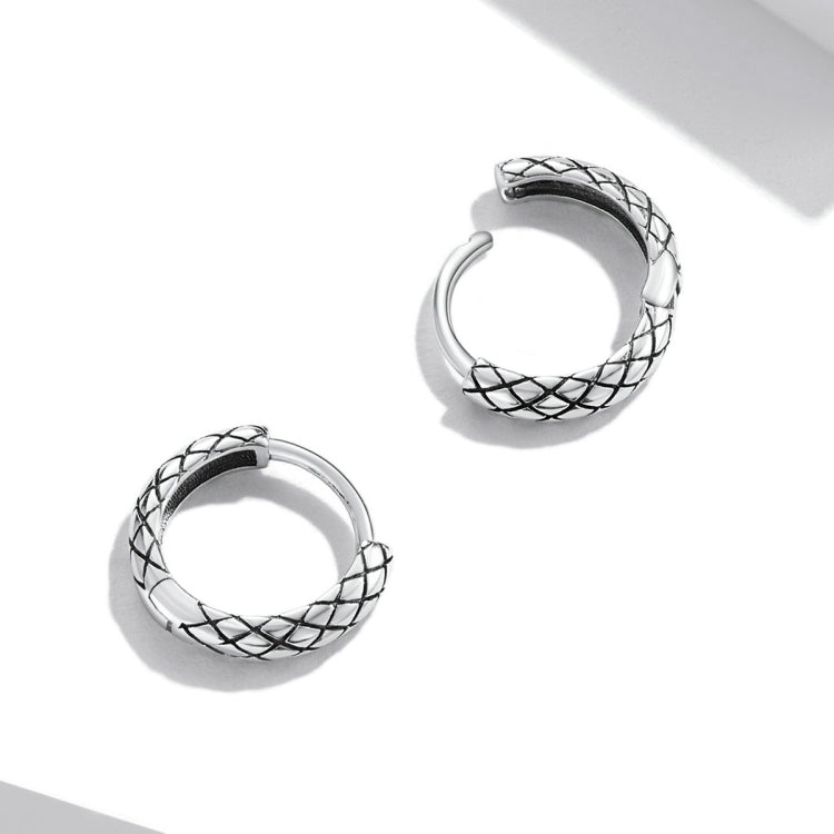 S925 Sterling Silver Snake Texture Ear Buckle Women Earrings, Snake Texture