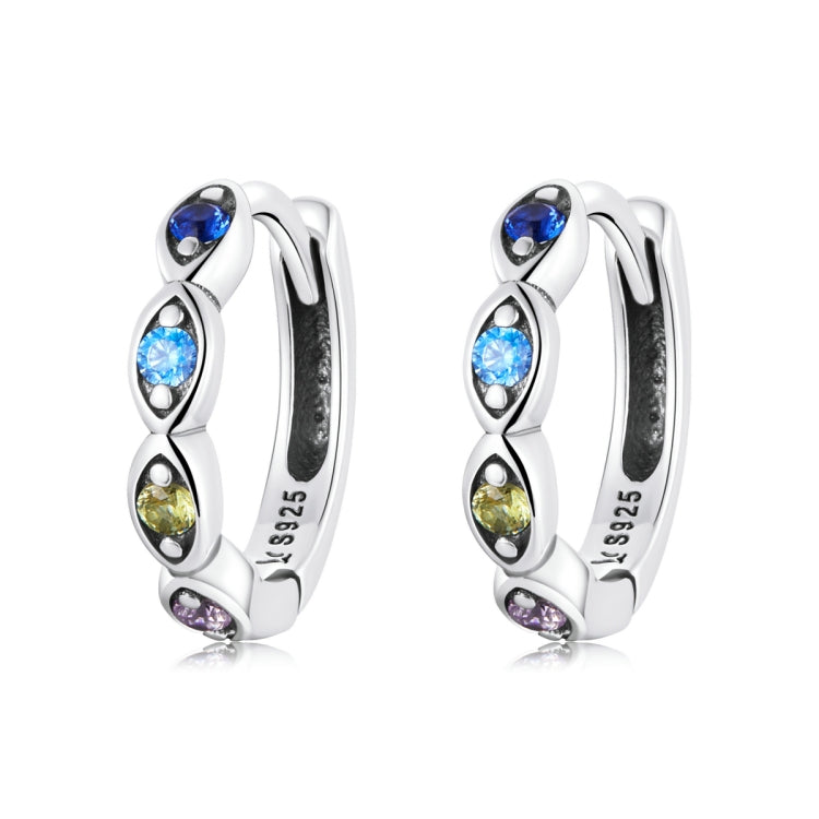 S925 Sterling Silver Devil Eye Zircon Women Earrings, Devil Eye Zircon