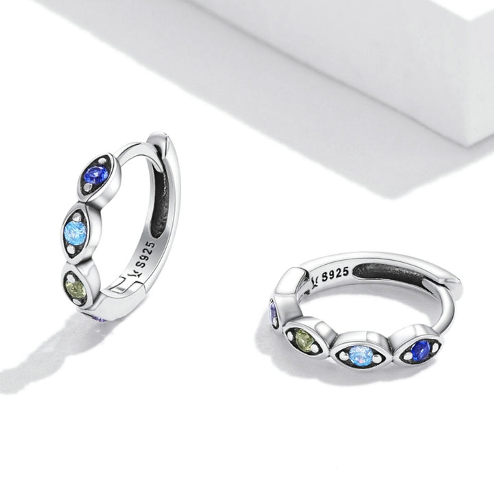 S925 Sterling Silver Devil Eye Zircon Women Earrings, Devil Eye Zircon