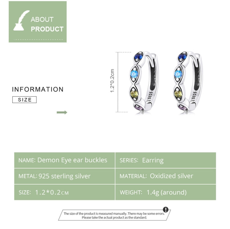 S925 Sterling Silver Devil Eye Zircon Women Earrings, Devil Eye Zircon