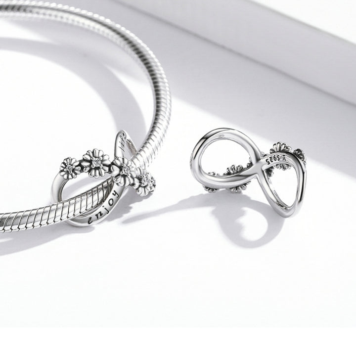 S925 Sterling Silver Infinite Flowers Beads DIY Bracelet Necklace Accessories, Infinite Flowers