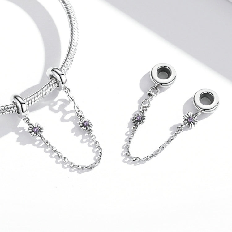 S925 Sterling Silver Retro Flower Safety Chain DIY Bracelet Necklace Accessories, Retro Flower