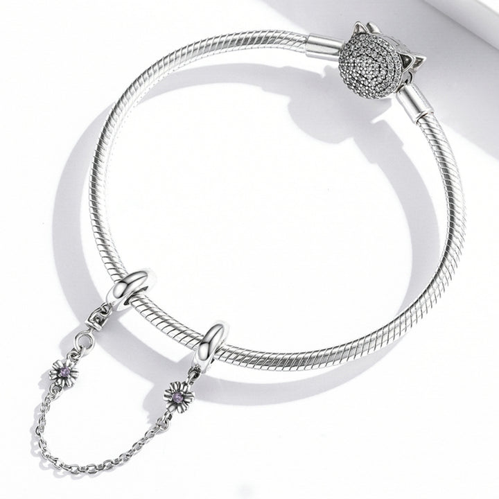 S925 Sterling Silver Retro Flower Safety Chain DIY Bracelet Necklace Accessories, Retro Flower