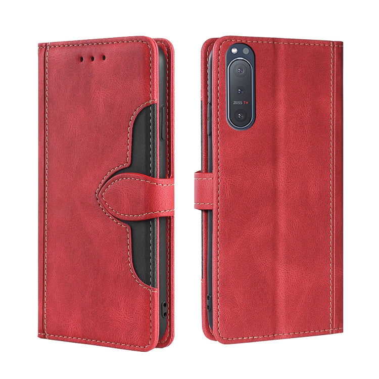 Skin Feel Straw Hat Magnetic Buckle Leather Phone Case, For Sony Xperia 5 II, For Sony Xperia 1 II, For Sony Xperia 10 II, For Sony Xperia Ace II, For Sony Xperia Pro I