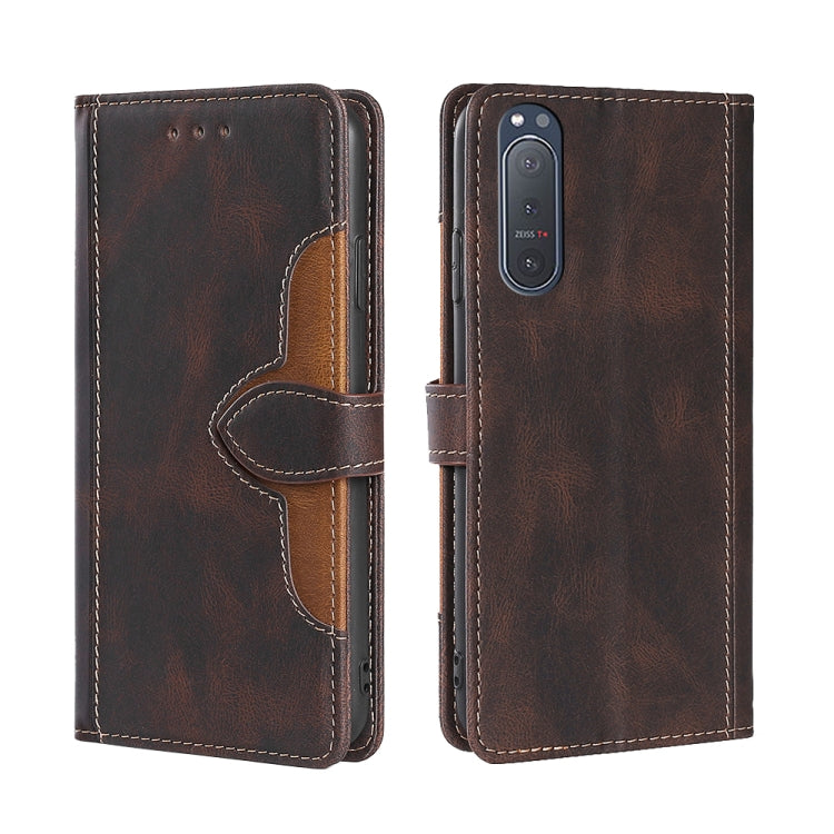 Skin Feel Straw Hat Magnetic Buckle Leather Phone Case, For Sony Xperia 5 II, For Sony Xperia 1 II, For Sony Xperia 10 II, For Sony Xperia Ace II, For Sony Xperia Pro I