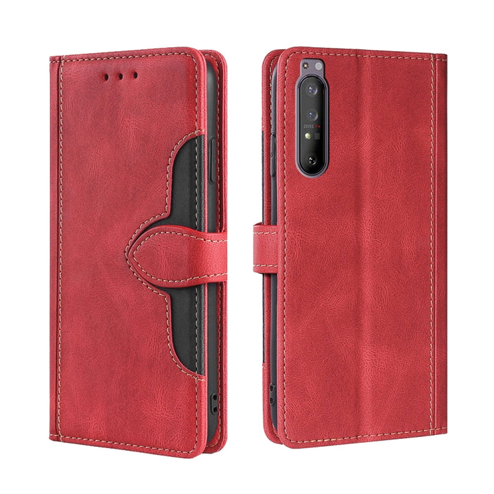 Skin Feel Straw Hat Magnetic Buckle Leather Phone Case, For Sony Xperia 5 II, For Sony Xperia 1 II, For Sony Xperia 10 II, For Sony Xperia Ace II, For Sony Xperia Pro I