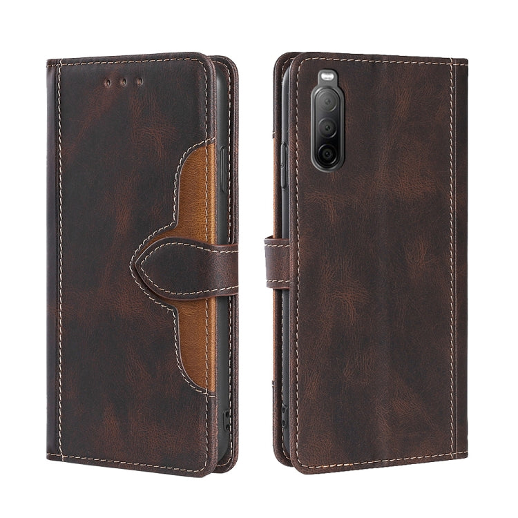 Skin Feel Straw Hat Magnetic Buckle Leather Phone Case, For Sony Xperia 5 II, For Sony Xperia 1 II, For Sony Xperia 10 II, For Sony Xperia Ace II, For Sony Xperia Pro I