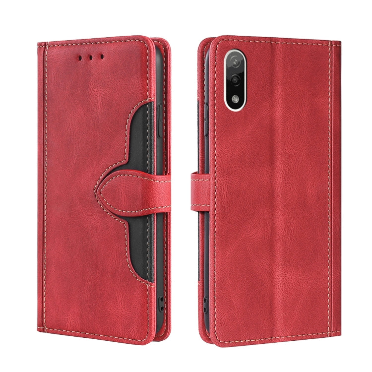 Skin Feel Straw Hat Magnetic Buckle Leather Phone Case, For Sony Xperia 5 II, For Sony Xperia 1 II, For Sony Xperia 10 II, For Sony Xperia Ace II, For Sony Xperia Pro I