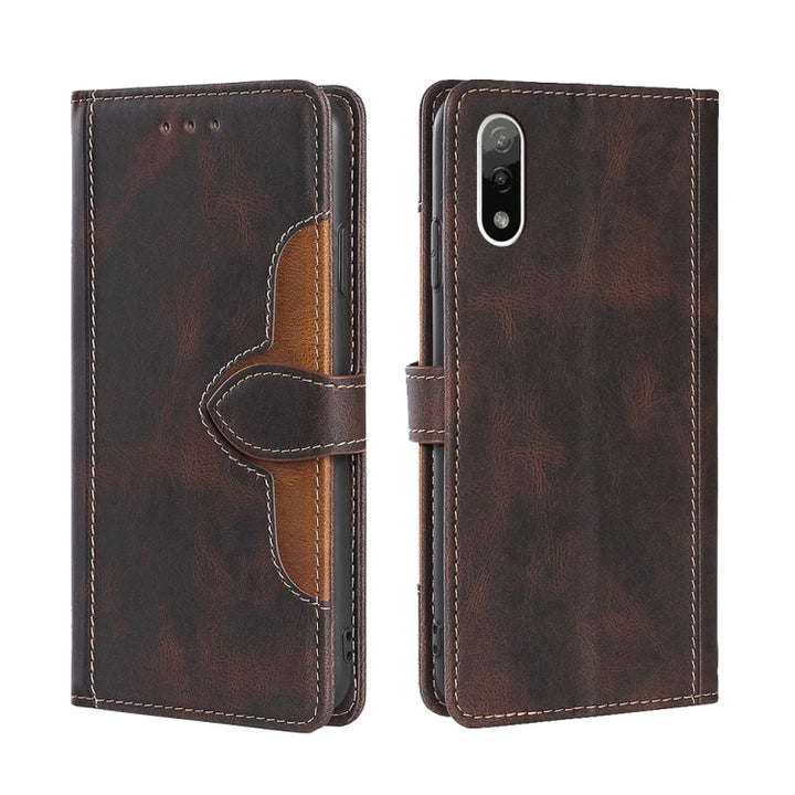 Skin Feel Straw Hat Magnetic Buckle Leather Phone Case, For Sony Xperia 5 II, For Sony Xperia 1 II, For Sony Xperia 10 II, For Sony Xperia Ace II, For Sony Xperia Pro I