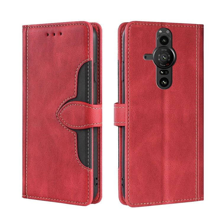 Skin Feel Straw Hat Magnetic Buckle Leather Phone Case, For Sony Xperia 5 II, For Sony Xperia 1 II, For Sony Xperia 10 II, For Sony Xperia Ace II, For Sony Xperia Pro I