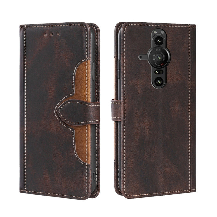 Skin Feel Straw Hat Magnetic Buckle Leather Phone Case, For Sony Xperia 5 II, For Sony Xperia 1 II, For Sony Xperia 10 II, For Sony Xperia Ace II, For Sony Xperia Pro I