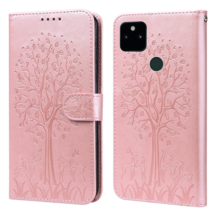 Tree & Deer Pattern Pressed Printing Horizontal Flip Leather Phone Case, For Google Pixel 5a 5G, For Google Pixel 6, For Google Pixel 6 Pro