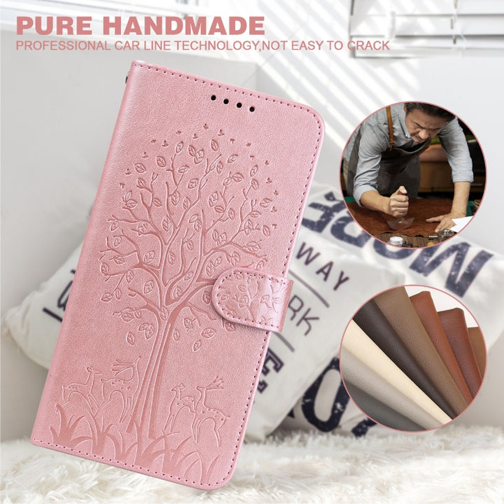 Tree & Deer Pattern Pressed Printing Horizontal Flip Leather Phone Case, For Google Pixel 5a 5G, For Google Pixel 6, For Google Pixel 6 Pro