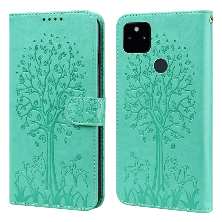 Tree & Deer Pattern Pressed Printing Horizontal Flip Leather Phone Case, For Google Pixel 5a 5G, For Google Pixel 6, For Google Pixel 6 Pro