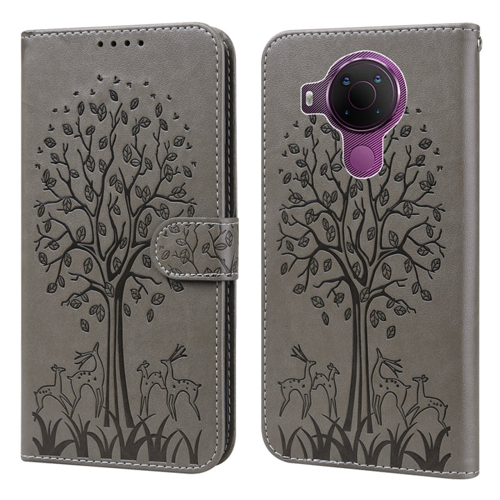 Tree & Deer Pattern Pressed Flip Leather Phone Case, For Nokia 3.4 / 5.4, For Nokia G20 / G10 / 6.3, For Sony Xperia 10 III, For Xiaomi Redmi Note 10 Lite, For Xiaomi Redmi 9T / 9 Power, For Xiaomi Redmi 10