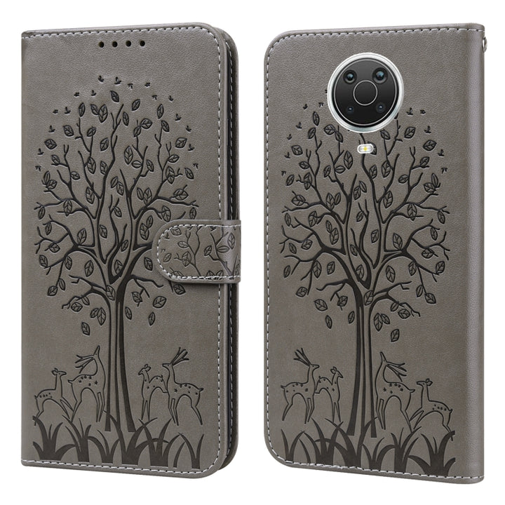 Tree & Deer Pattern Pressed Flip Leather Phone Case, For Nokia 3.4 / 5.4, For Nokia G20 / G10 / 6.3, For Sony Xperia 10 III, For Xiaomi Redmi Note 10 Lite, For Xiaomi Redmi 9T / 9 Power, For Xiaomi Redmi 10