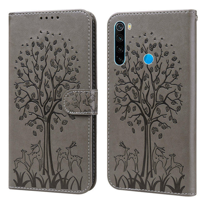 Tree & Deer Pattern Pressed Flip Leather Phone Case, For Xiaomi Redmi Note 8 2021 / Note 8, For Xiaomi Redmi 9 / Redmi 10X, For Xiaomi Redmi Note 10 5G / Poco M3 Pro 5G, For Xiaomi Redmi Note 10 / Note 10S, For Xiaomi Redmi Note 10 Pro / Note 10 Pro Max