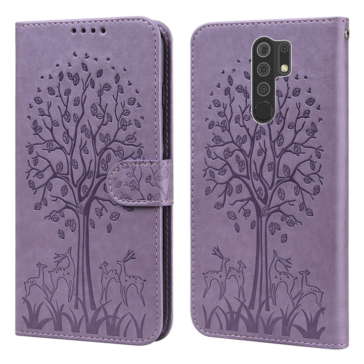 Tree & Deer Pattern Pressed Flip Leather Phone Case, For Xiaomi Redmi Note 8 2021 / Note 8, For Xiaomi Redmi 9 / Redmi 10X, For Xiaomi Redmi Note 10 5G / Poco M3 Pro 5G, For Xiaomi Redmi Note 10 / Note 10S, For Xiaomi Redmi Note 10 Pro / Note 10 Pro Max