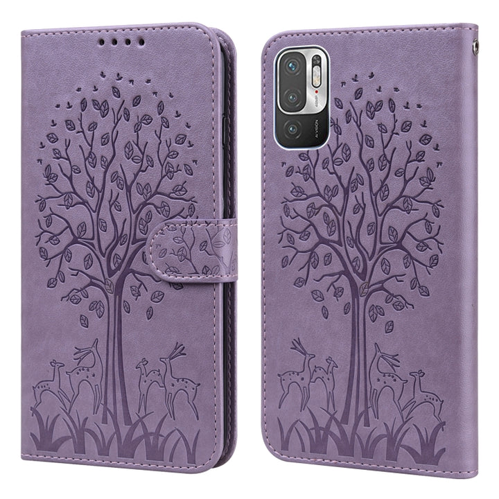 Tree & Deer Pattern Pressed Flip Leather Phone Case, For Xiaomi Redmi Note 8 2021 / Note 8, For Xiaomi Redmi 9 / Redmi 10X, For Xiaomi Redmi Note 10 5G / Poco M3 Pro 5G, For Xiaomi Redmi Note 10 / Note 10S, For Xiaomi Redmi Note 10 Pro / Note 10 Pro Max