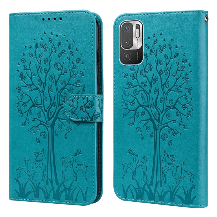 Tree & Deer Pattern Pressed Flip Leather Phone Case, For Xiaomi Redmi Note 8 2021 / Note 8, For Xiaomi Redmi 9 / Redmi 10X, For Xiaomi Redmi Note 10 5G / Poco M3 Pro 5G, For Xiaomi Redmi Note 10 / Note 10S, For Xiaomi Redmi Note 10 Pro / Note 10 Pro Max