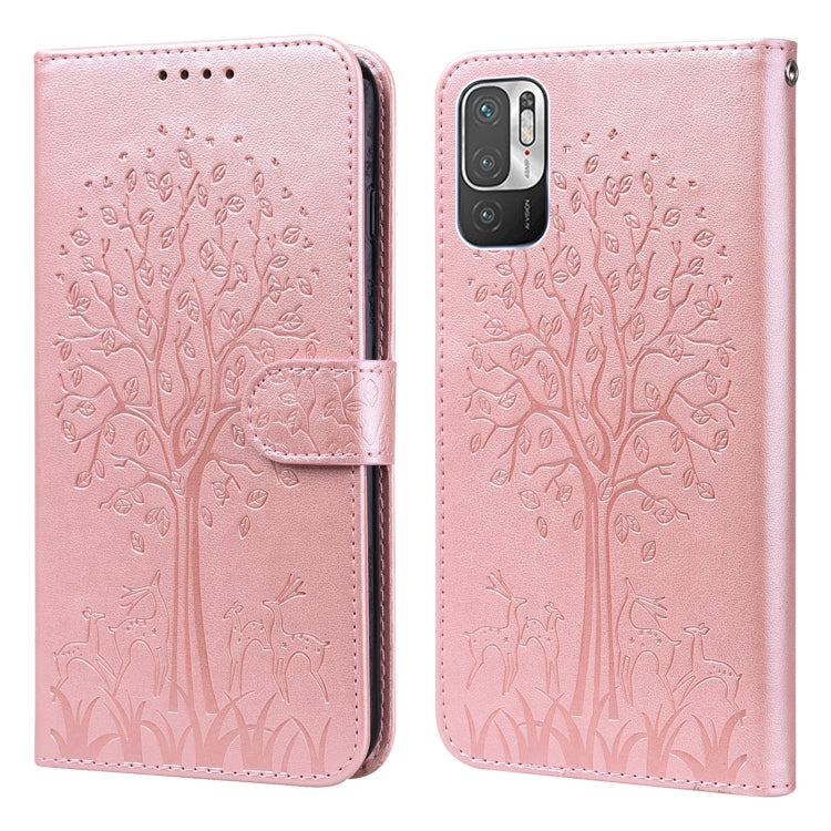 Tree & Deer Pattern Pressed Flip Leather Phone Case, For Xiaomi Redmi Note 8 2021 / Note 8, For Xiaomi Redmi 9 / Redmi 10X, For Xiaomi Redmi Note 10 5G / Poco M3 Pro 5G, For Xiaomi Redmi Note 10 / Note 10S, For Xiaomi Redmi Note 10 Pro / Note 10 Pro Max