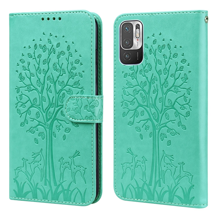 Tree & Deer Pattern Pressed Flip Leather Phone Case, For Xiaomi Redmi Note 8 2021 / Note 8, For Xiaomi Redmi 9 / Redmi 10X, For Xiaomi Redmi Note 10 5G / Poco M3 Pro 5G, For Xiaomi Redmi Note 10 / Note 10S, For Xiaomi Redmi Note 10 Pro / Note 10 Pro Max