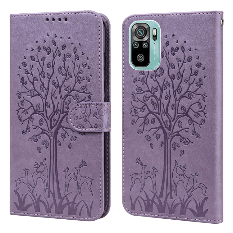 Tree & Deer Pattern Pressed Flip Leather Phone Case, For Xiaomi Redmi Note 8 2021 / Note 8, For Xiaomi Redmi 9 / Redmi 10X, For Xiaomi Redmi Note 10 5G / Poco M3 Pro 5G, For Xiaomi Redmi Note 10 / Note 10S, For Xiaomi Redmi Note 10 Pro / Note 10 Pro Max