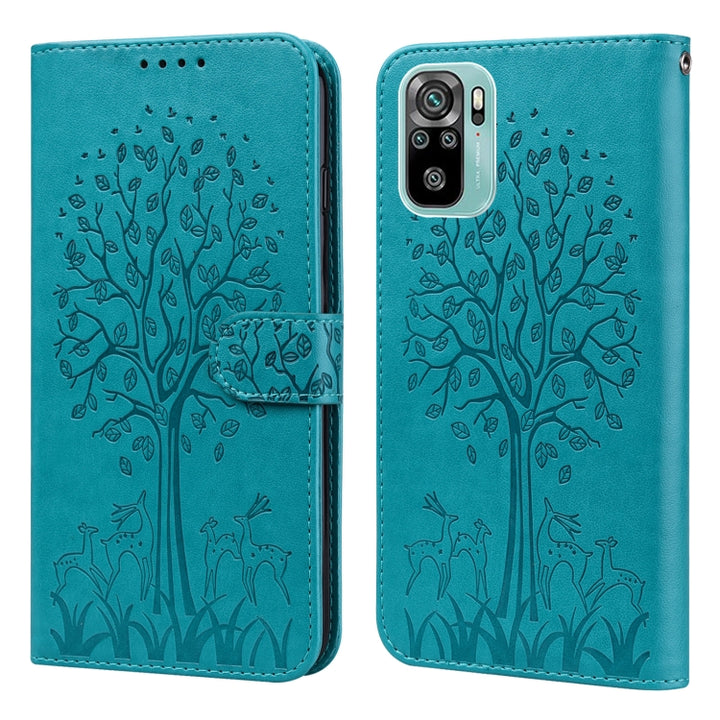 Tree & Deer Pattern Pressed Flip Leather Phone Case, For Xiaomi Redmi Note 8 2021 / Note 8, For Xiaomi Redmi 9 / Redmi 10X, For Xiaomi Redmi Note 10 5G / Poco M3 Pro 5G, For Xiaomi Redmi Note 10 / Note 10S, For Xiaomi Redmi Note 10 Pro / Note 10 Pro Max