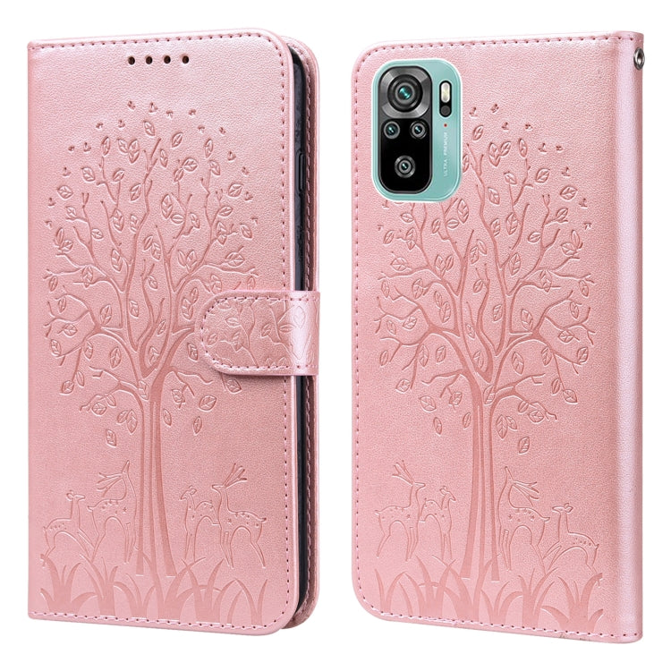 Tree & Deer Pattern Pressed Flip Leather Phone Case, For Xiaomi Redmi Note 8 2021 / Note 8, For Xiaomi Redmi 9 / Redmi 10X, For Xiaomi Redmi Note 10 5G / Poco M3 Pro 5G, For Xiaomi Redmi Note 10 / Note 10S, For Xiaomi Redmi Note 10 Pro / Note 10 Pro Max