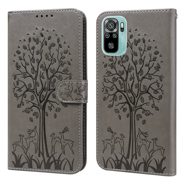 Tree & Deer Pattern Pressed Flip Leather Phone Case, For Xiaomi Redmi Note 8 2021 / Note 8, For Xiaomi Redmi 9 / Redmi 10X, For Xiaomi Redmi Note 10 5G / Poco M3 Pro 5G, For Xiaomi Redmi Note 10 / Note 10S, For Xiaomi Redmi Note 10 Pro / Note 10 Pro Max