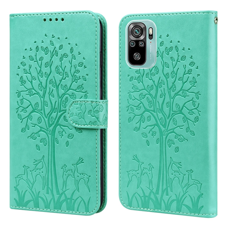 Tree & Deer Pattern Pressed Flip Leather Phone Case, For Xiaomi Redmi Note 8 2021 / Note 8, For Xiaomi Redmi 9 / Redmi 10X, For Xiaomi Redmi Note 10 5G / Poco M3 Pro 5G, For Xiaomi Redmi Note 10 / Note 10S, For Xiaomi Redmi Note 10 Pro / Note 10 Pro Max