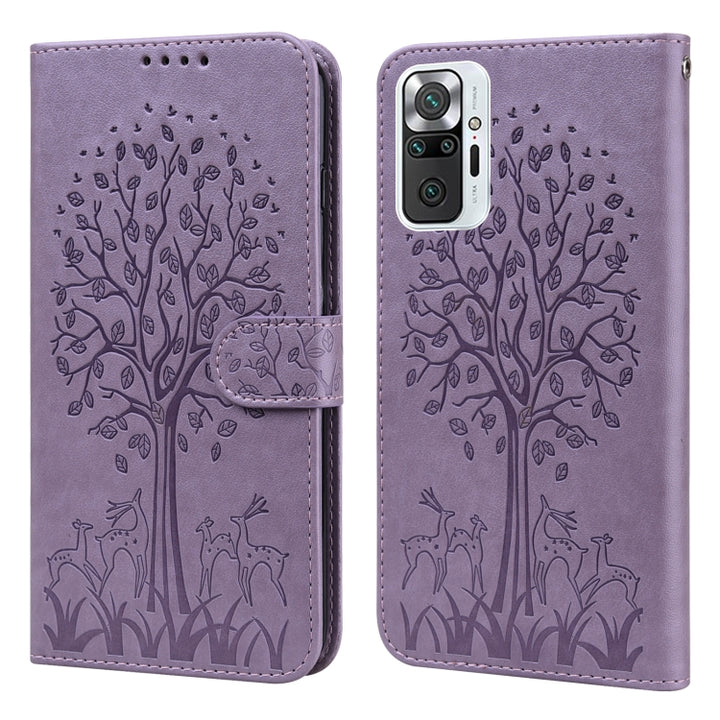 Tree & Deer Pattern Pressed Flip Leather Phone Case, For Xiaomi Redmi Note 8 2021 / Note 8, For Xiaomi Redmi 9 / Redmi 10X, For Xiaomi Redmi Note 10 5G / Poco M3 Pro 5G, For Xiaomi Redmi Note 10 / Note 10S, For Xiaomi Redmi Note 10 Pro / Note 10 Pro Max