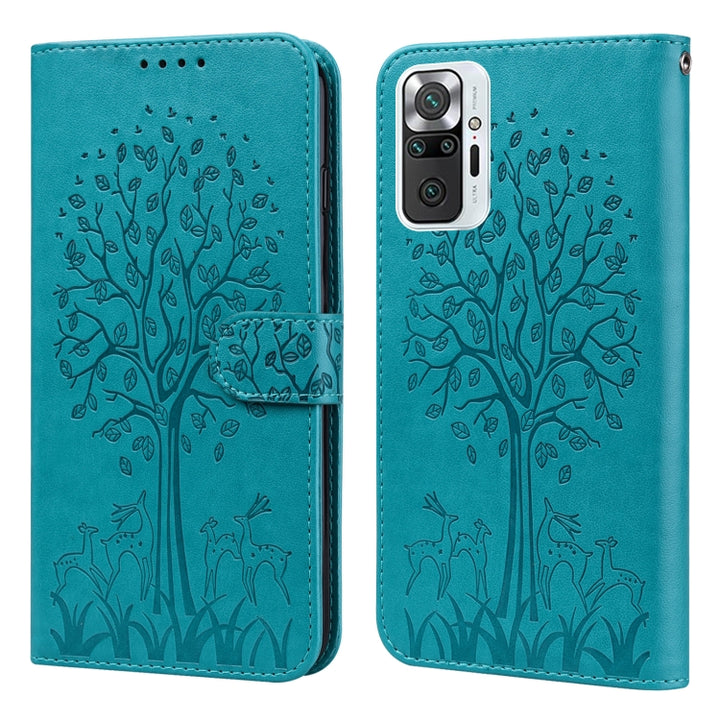 Tree & Deer Pattern Pressed Flip Leather Phone Case, For Xiaomi Redmi Note 8 2021 / Note 8, For Xiaomi Redmi 9 / Redmi 10X, For Xiaomi Redmi Note 10 5G / Poco M3 Pro 5G, For Xiaomi Redmi Note 10 / Note 10S, For Xiaomi Redmi Note 10 Pro / Note 10 Pro Max