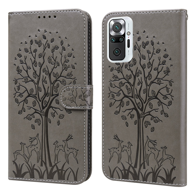 Tree & Deer Pattern Pressed Flip Leather Phone Case, For Xiaomi Redmi Note 8 2021 / Note 8, For Xiaomi Redmi 9 / Redmi 10X, For Xiaomi Redmi Note 10 5G / Poco M3 Pro 5G, For Xiaomi Redmi Note 10 / Note 10S, For Xiaomi Redmi Note 10 Pro / Note 10 Pro Max