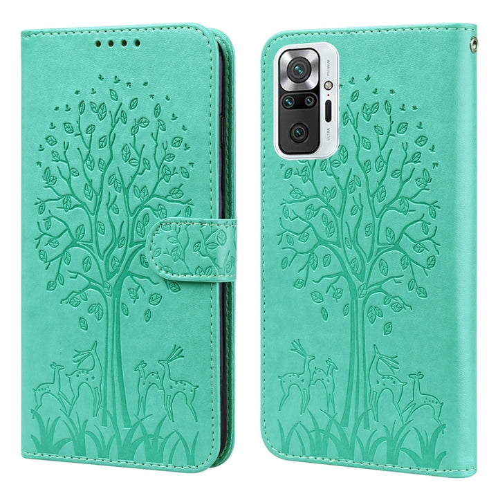 Tree & Deer Pattern Pressed Flip Leather Phone Case, For Xiaomi Redmi Note 8 2021 / Note 8, For Xiaomi Redmi 9 / Redmi 10X, For Xiaomi Redmi Note 10 5G / Poco M3 Pro 5G, For Xiaomi Redmi Note 10 / Note 10S, For Xiaomi Redmi Note 10 Pro / Note 10 Pro Max