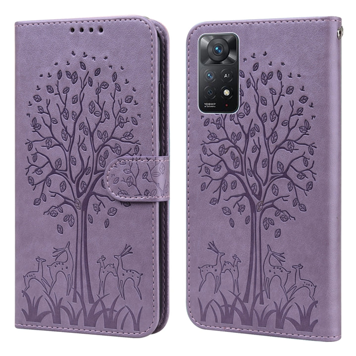 Tree & Deer Pattern Pressed Flip Leather Phone Case, For Xiaomi Redmi Note 8 2021 / Note 8, For Xiaomi Redmi 9 / Redmi 10X, For Xiaomi Redmi Note 10 5G / Poco M3 Pro 5G, For Xiaomi Redmi Note 10 / Note 10S, For Xiaomi Redmi Note 10 Pro / Note 10 Pro Max