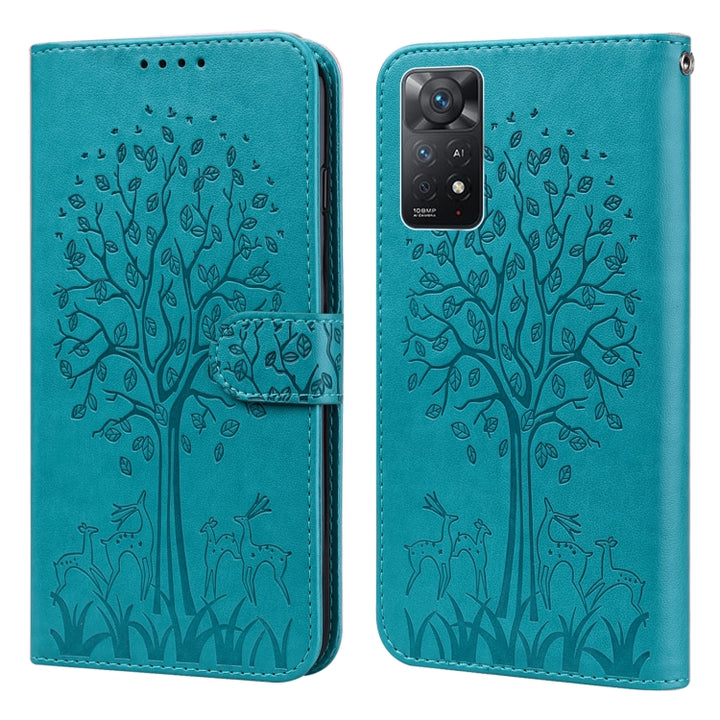 Tree & Deer Pattern Pressed Flip Leather Phone Case, For Xiaomi Redmi Note 8 2021 / Note 8, For Xiaomi Redmi 9 / Redmi 10X, For Xiaomi Redmi Note 10 5G / Poco M3 Pro 5G, For Xiaomi Redmi Note 10 / Note 10S, For Xiaomi Redmi Note 10 Pro / Note 10 Pro Max