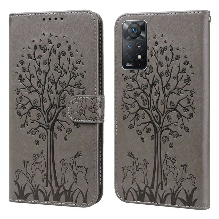 Tree & Deer Pattern Pressed Flip Leather Phone Case, For Xiaomi Redmi Note 8 2021 / Note 8, For Xiaomi Redmi 9 / Redmi 10X, For Xiaomi Redmi Note 10 5G / Poco M3 Pro 5G, For Xiaomi Redmi Note 10 / Note 10S, For Xiaomi Redmi Note 10 Pro / Note 10 Pro Max