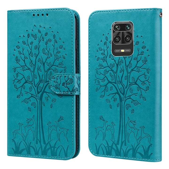 Tree & Deer Pattern Pressed Flip Leather Phone Case, For Xiaomi Redmi Note 11 Pro 4G / 5G, For Xiaomi Redmi Note 9 Pro / Note 9 Pro Max, For Xiaomi Redmi 9A, For Xiaomi Poco C3 / Redmi 9C