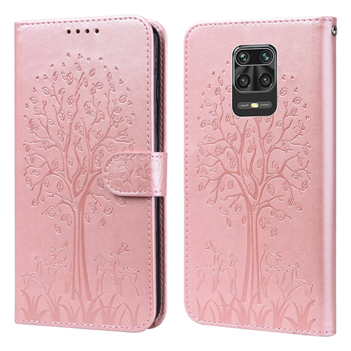 Tree & Deer Pattern Pressed Flip Leather Phone Case, For Xiaomi Redmi Note 11 Pro 4G / 5G, For Xiaomi Redmi Note 9 Pro / Note 9 Pro Max, For Xiaomi Redmi 9A, For Xiaomi Poco C3 / Redmi 9C